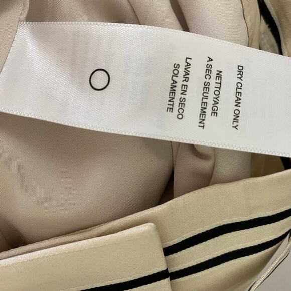 FRAME Silk Safari Pants Size 12 Cream Black Striped Jacquard Wide Leg Career - Picture 14 of 16